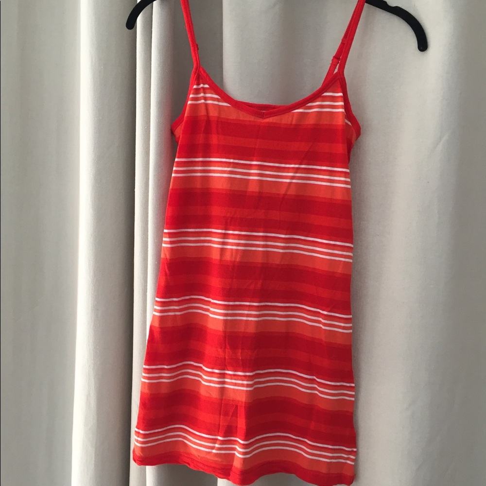 Free People Orange Striped Tank Top